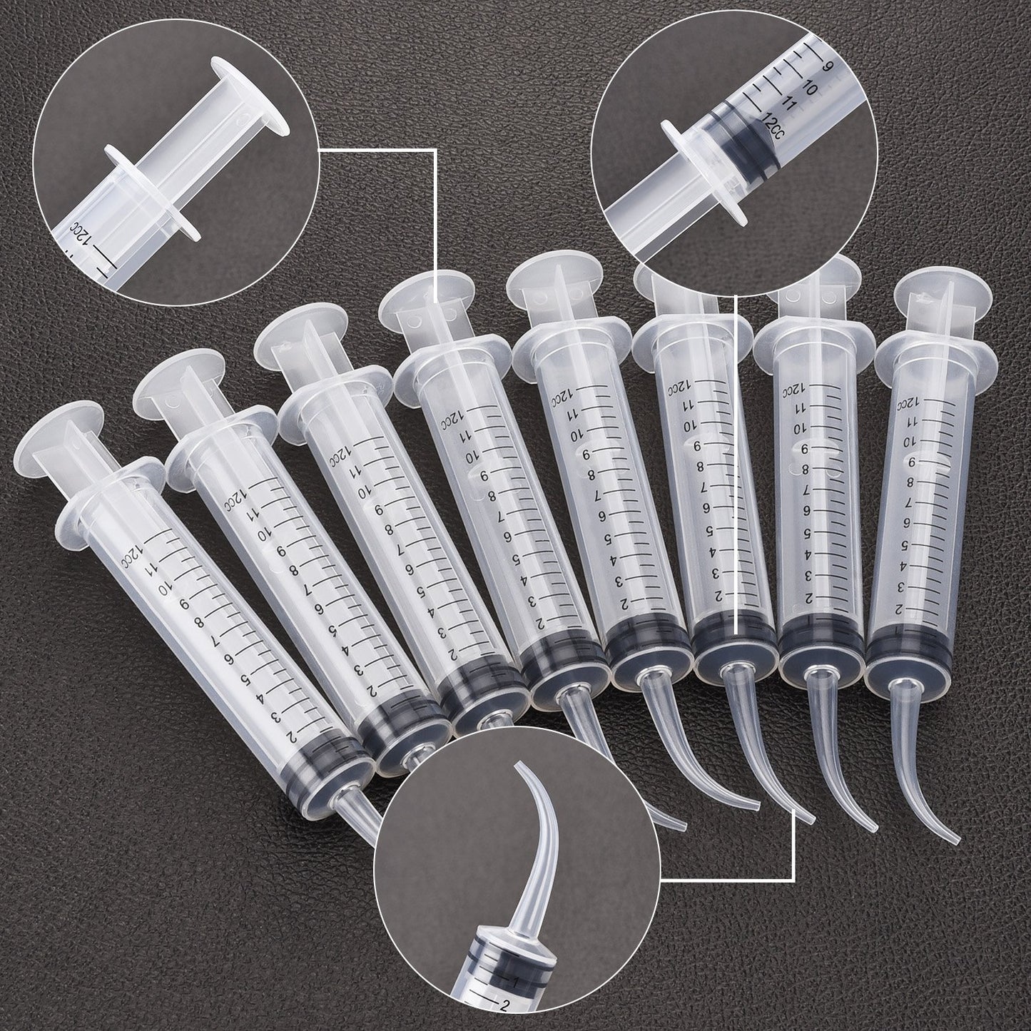 8 Pcs Syringe 12Cc Dental Irrigation Syringe with Curved Tip for Wisdom Teeth Measurement Disposable Water Oral Mouth Liquid Tonsil Stone Squirt Mouthwash Cleaner Syringes