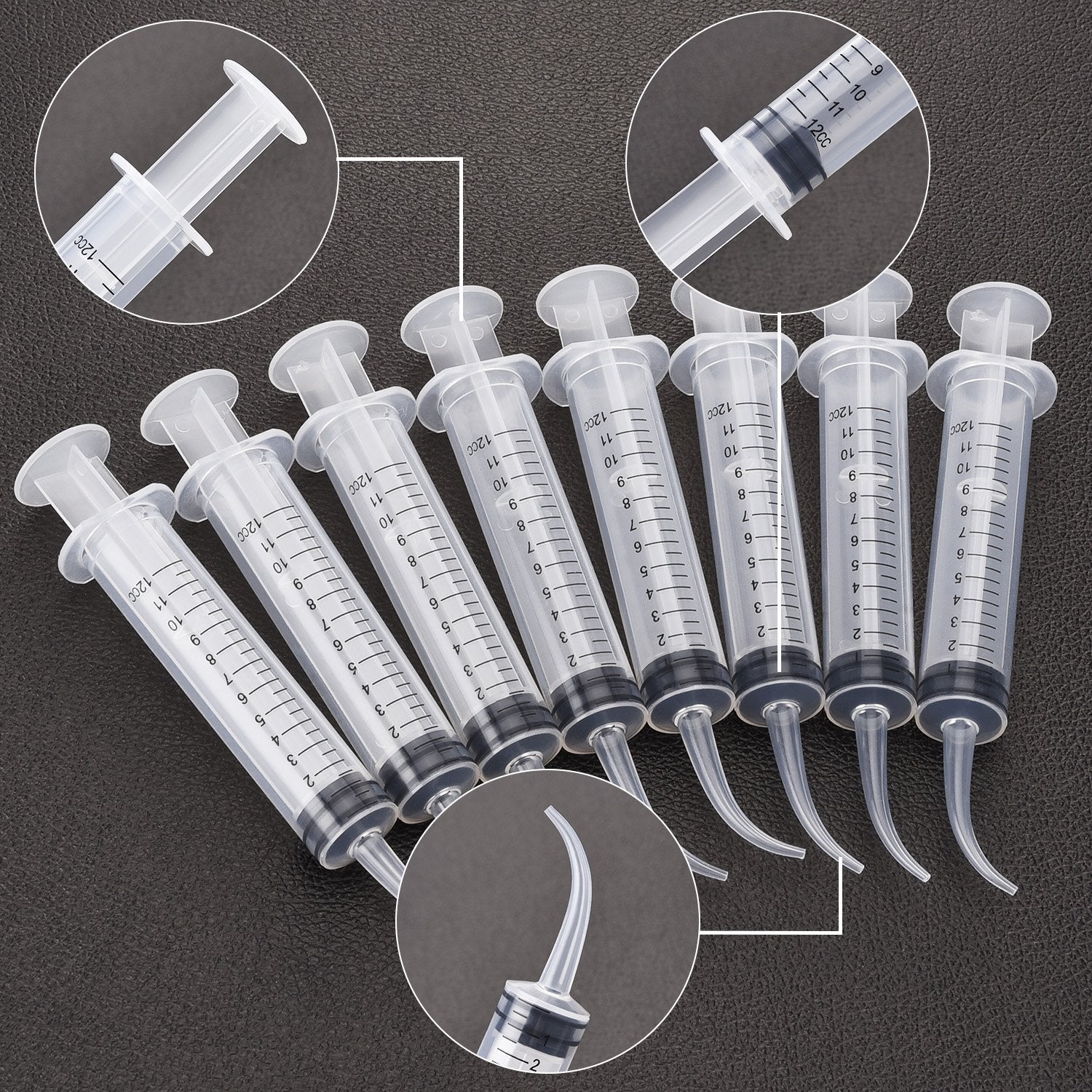 8 Pcs Syringe 12Cc Dental Irrigation Syringe with Curved Tip for Wisdom Teeth Measurement Disposable Water Oral Mouth Liquid Tonsil Stone Squirt Mouthwash Cleaner Syringes