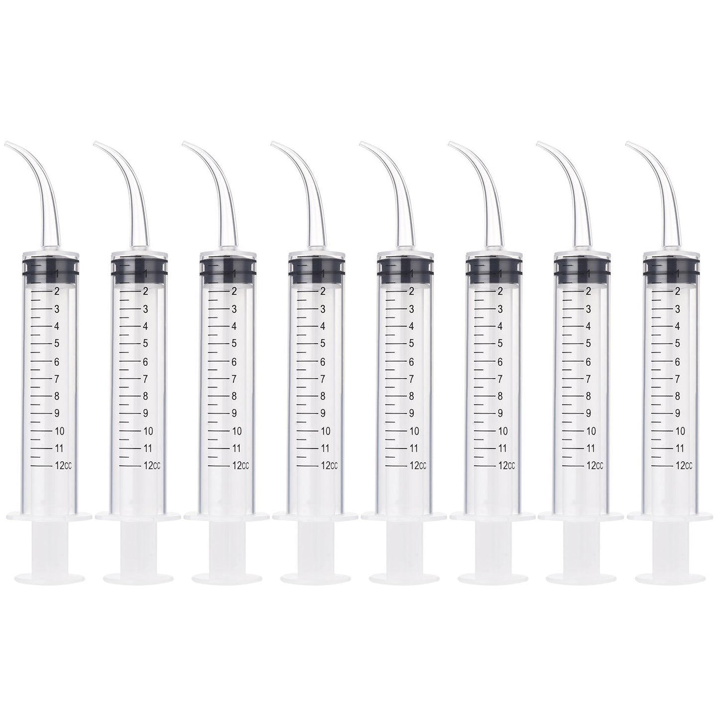 8 Pcs Syringe 12Cc Dental Irrigation Syringe with Curved Tip for Wisdom Teeth Measurement Disposable Water Oral Mouth Liquid Tonsil Stone Squirt Mouthwash Cleaner Syringes