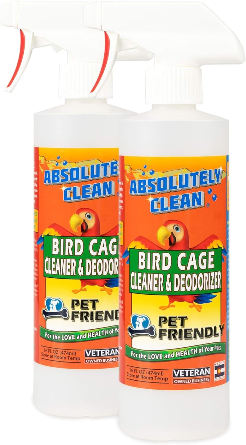 Amazing Bird Cage Cleaner and Deodorizer - Just Spray/Wipe - Safely & Easily Removes Bird Messes Quickly and Easily - Made in the US - Fragrance Free - 16Oz (Pack of 2)