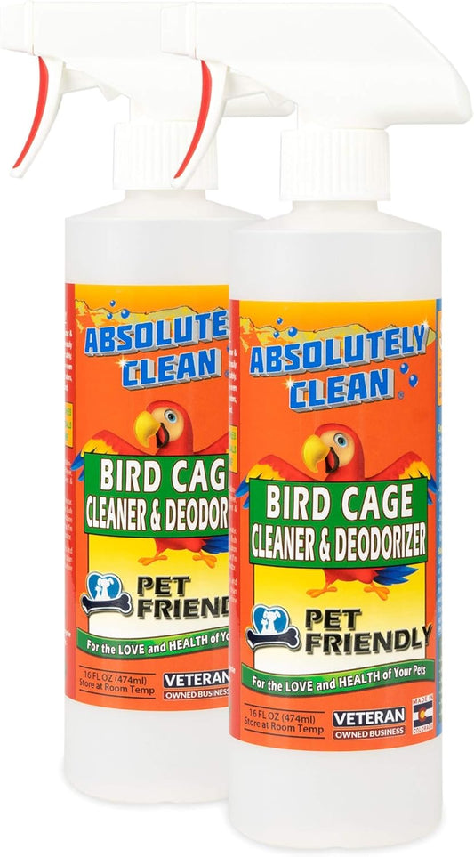 Amazing Bird Cage Cleaner and Deodorizer - Just Spray/Wipe - Safely & Easily Removes Bird Messes Quickly and Easily - Made in the US - Fragrance Free - 16Oz (Pack of 2)